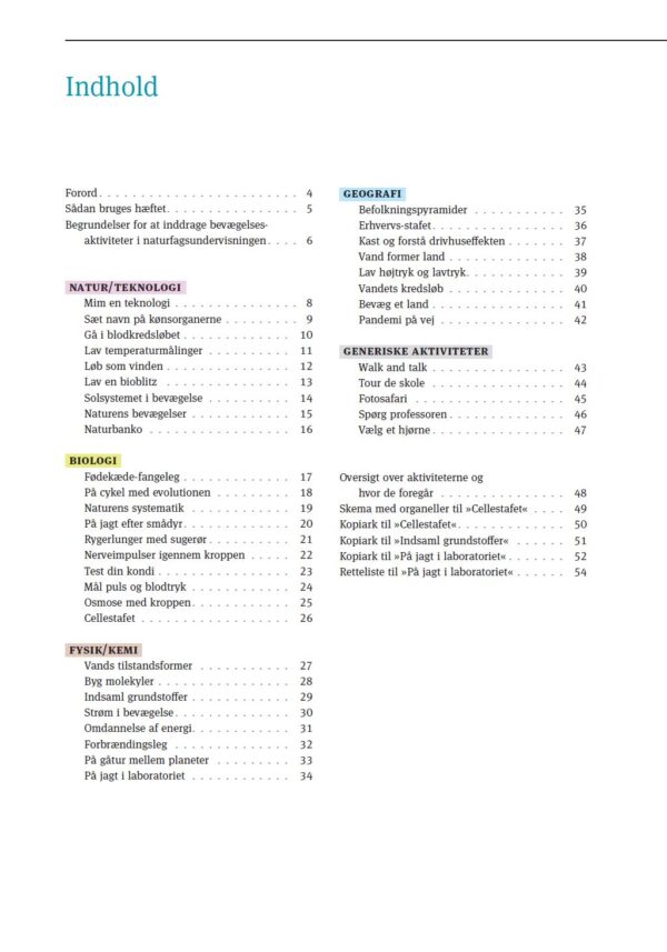 lær med kroppen i natur/teknologi indholdsfortegnelse